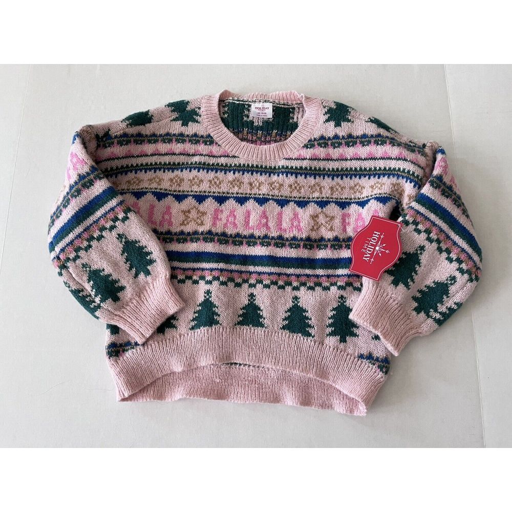 Christmas Sweater For Girls Size 4-5 NWT Fa La La La La Pink